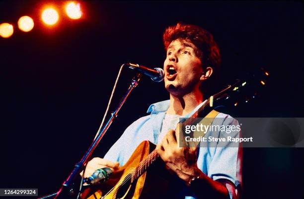 English Rock musician Tom Robinson, Red Wedge Tour, Newcastle City Hall, Newcastle, 1/31/1986. During the latter half of the 1980s, the Red Wedge...