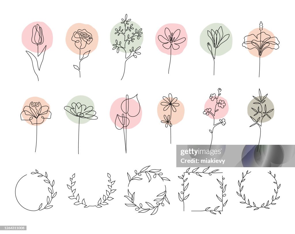 Set di fiori a linea singola