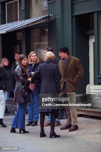 John Kennedy, Jr., wife Carolyn Bessette Kennedy and her sister, Lauren Bessette outside Bubby"s in Tribeca on November 15, 1997. All three perished...
