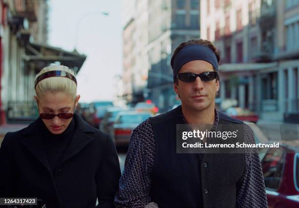 John Kennedy, Jr. And his wife, Carolyn Bessette-Kennedy stroll together near their TriBeCa loft today. They had lunch at Bubby's after they bought a...