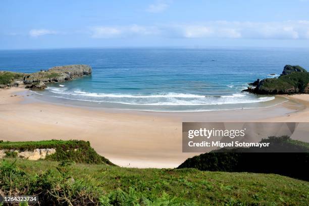 torimbia beach in asturias - llanes stock-fotos und bilder