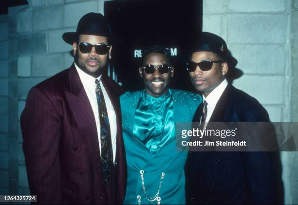 Jimmy Jam, Johnny Gill, Terry Lewis pose for a portrait backstage at the Met Center in Bloomington, Minnesota on March 26, 1991.