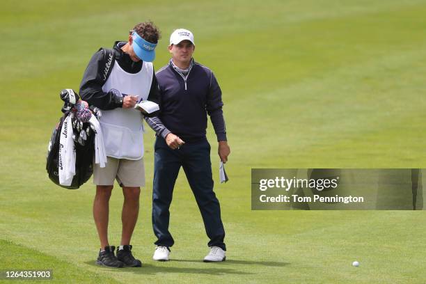 Bud Cauley of the United States waits to play the 18th hole during the first round of the 2020 PGA Championship at TPC Harding Park on August 06,...