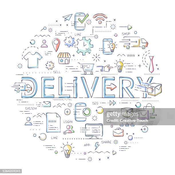 thin work set - content production stock illustrations