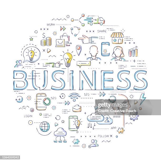 thin work set - content amplification stock illustrations