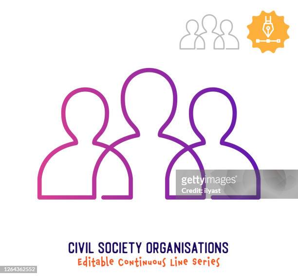 civil society continuous line editable stroke icon - team stock-grafiken, -clipart, -cartoons und -symbole