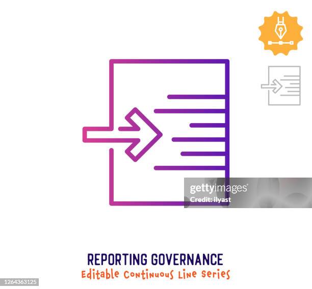 reporting governance continuous line editable stroke icon - normal distribution stock illustrations