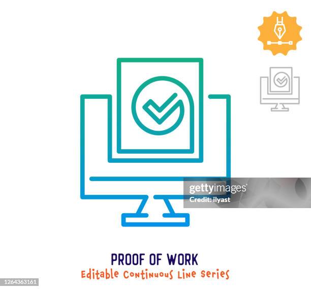 proof of work continuous line editable stroke icon - proofreading stock illustrations