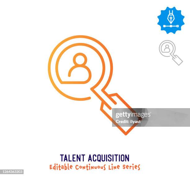 talent acquisition continuous line editable stroke icon - talent show stock illustrations