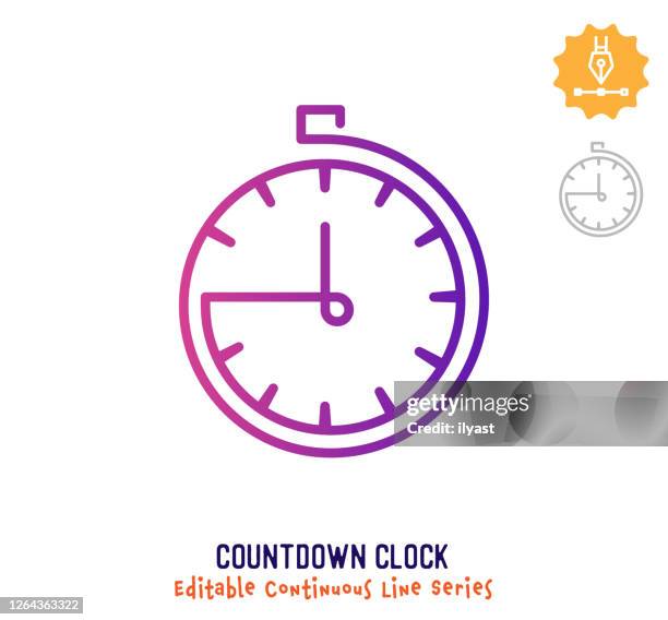 ilustraciones, imágenes clip art, dibujos animados e iconos de stock de countdown clock continuous line editable stroke icon - cuenta atrás