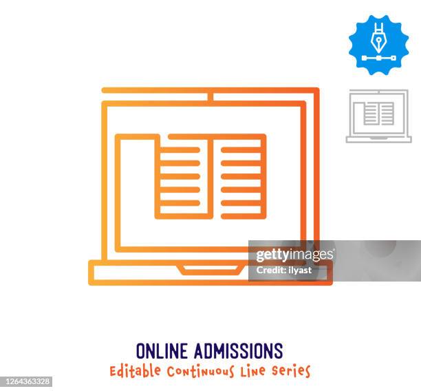 online admissions continuous line editable stroke icon - continuous-learning-icon stock illustrations