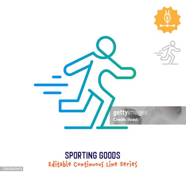 sporting goods continuous line editable stroke icon - health logo stock illustrations