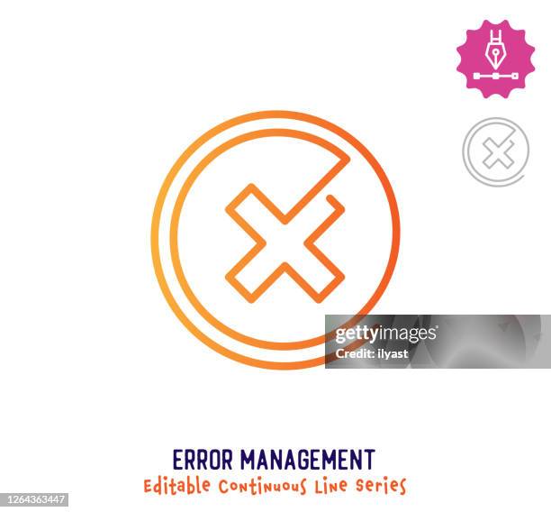 stockillustraties, clipart, cartoons en iconen met pictogram continulijnbewerkbare lijn foutbeheer - 404 error