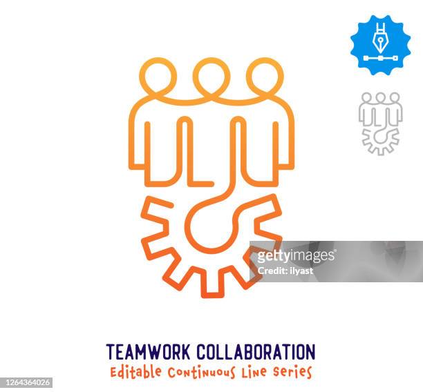 teamwork collaboration continuous line editable stroke icon - strength icon stock illustrations