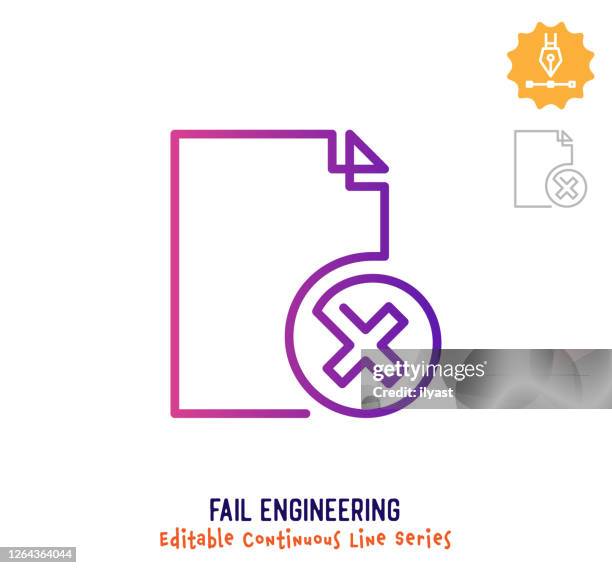 fail engineering continuous line editable stroke icon - exclusion icon stock illustrations