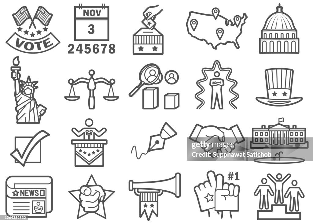 US Election Day Icons Set