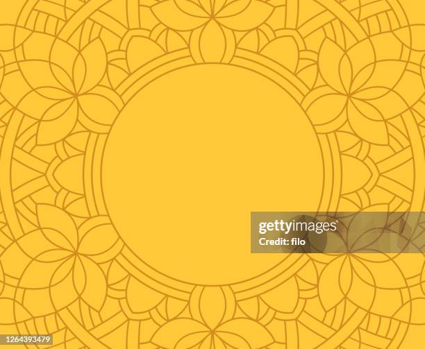 mandala line frame background - spring flowers outline stock illustrations