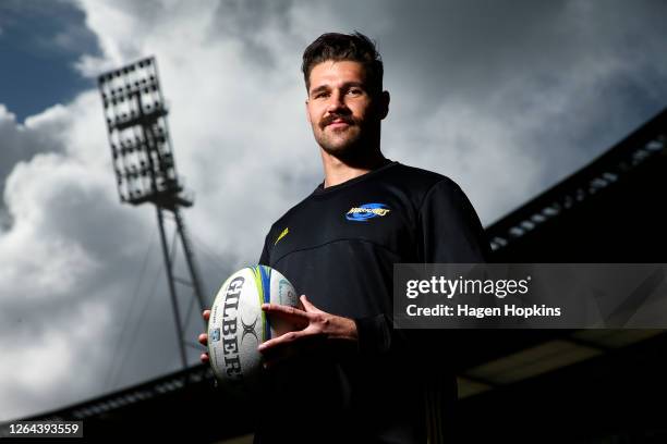 Kobus van Wyk poses during a Hurricanes Super Rugby training session at Sky Stadium on August 07, 2020 in Wellington, New Zealand.