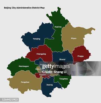 Beijing Map With Administrative Districts Territory High-Res Vector ...
