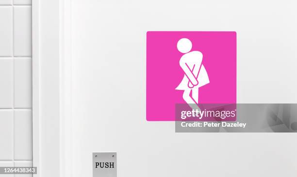 female toilet sign, legs crossed urgent need to urinate - toilet door stock pictures, royalty-free photos & images