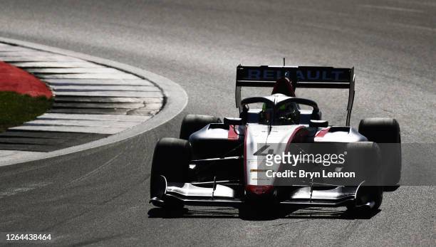 Max Fewtrell of Great Britain and Hitech Grand Prix drives on track during practice for the Formula 3 Championship at Silverstone on August 07, 2020...