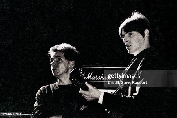 English Rock musicians Bruce Foxton and Paul Weller, both of the the group the Jam, at the Michael Sobell Sports Centre, London, .