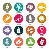 Allergens colourful vector icons