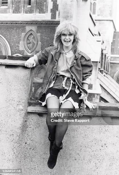Portrait of English New Wave singer Toyah Willcox, of the group Toyah, as she poses Fleet Street, London, 5/20/82.