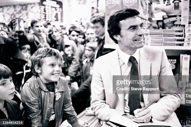 English football player Trevor Brooking of West Ham United, at a book signing, WH Smith, Ilford, .