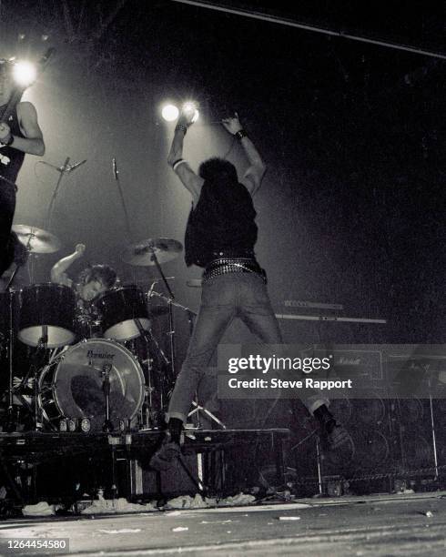 British Punk musicians Steve Roberts and Charlie Harper, both of the band UK Subs, at Christmas on Earth, Queens Hall, Leeds, .