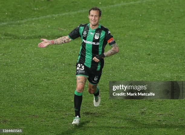 Alessandro Diamanti of Western United celebrates after scoring a goal during the round 25 A-League match between Western United and the Western...