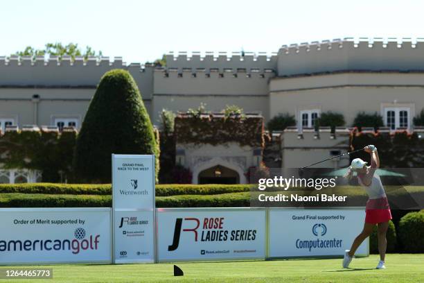 Amy Boulden plays her tee shot on the 1st hole during day three of The Rose Ladies Series on The West Course in the first ever ladies professional...