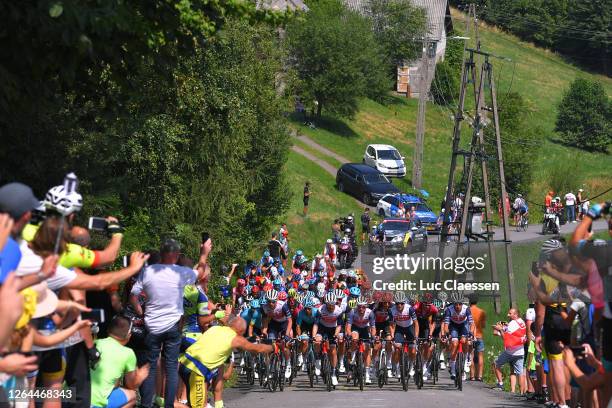 Quinn Simmons of The United States and Team Trek - Segafredo / Ryan Mullen of Ireland and Team Trek - Segafredo / Edward Theuns of Belgium and Team...