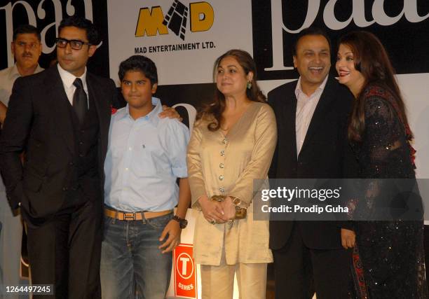 Abhishek Bachchan, Jai Anshul Ambani, Tina Ambani, Anil Ambani and Aishwarya Rai Bachchan attend the film premiere of “PAA" on December 03, 2009 in...
