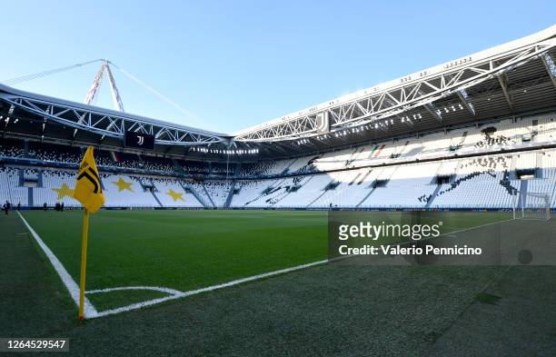 General view inside the stadium prior to the UEFA Champions League round of 16 second leg match between Juventus and Olympique Lyon at Allianz...