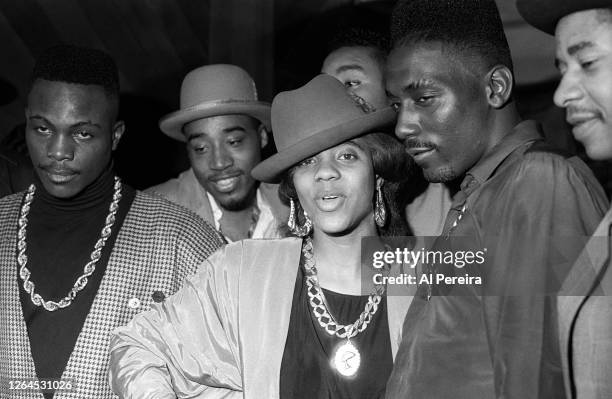 Sir Ibu, Positive K , MC Lyte and Big Daddy Kane attend MC Lyte's 19th Birthday Party on October 25, 1989 in New York City.