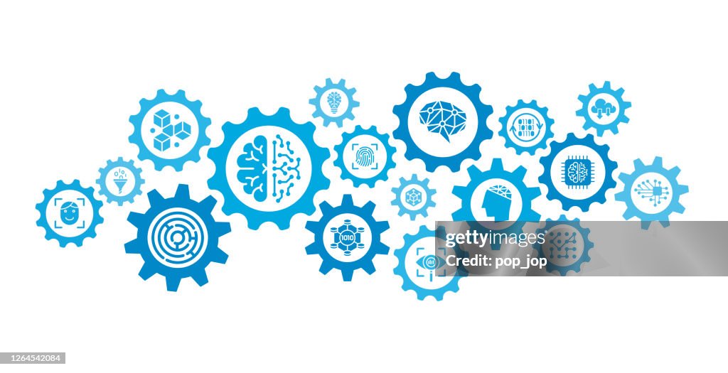 Machine Learning And Artificial Intelligence Gears Mechanism Abstract ...