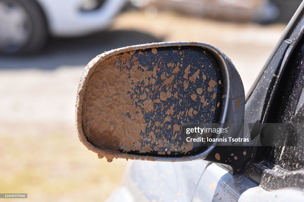 Dirty car mirror