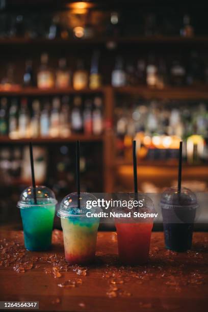 slushie drink - refreshing summer cocktails - slush ice stock pictures, royalty-free photos & images