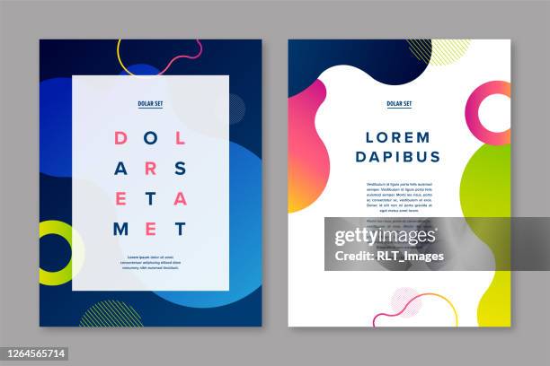 flyer design template with abstract fluid gradient graphics - rectangle logo stock illustrations