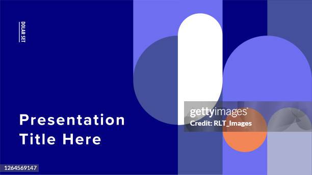 presentation title slide design template with retro midcentury geometric graphics - playful logo stock illustrations