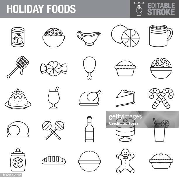 stockillustraties, clipart, cartoons en iconen met pictogram pictogram vakantie foods bewerkbaar - dressings