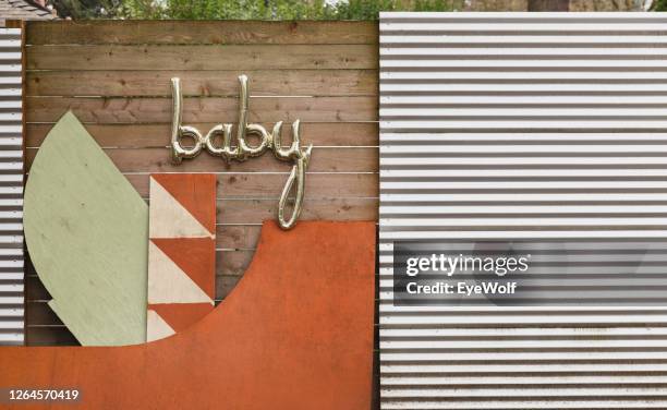 a backdrop for a gender reveal party. - outdoor baby shower stock pictures, royalty-free photos & images