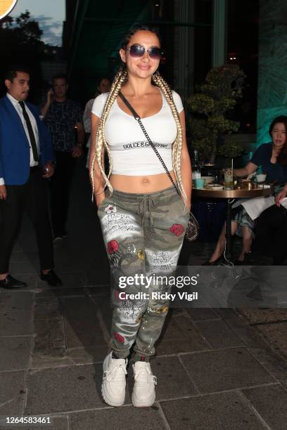 Natasha Grano seen on a night out at Sexy Fish restaurant on August 07, 2020 in London, England.