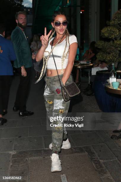 Natasha Grano seen on a night out at Sexy Fish restaurant on August 07, 2020 in London, England.
