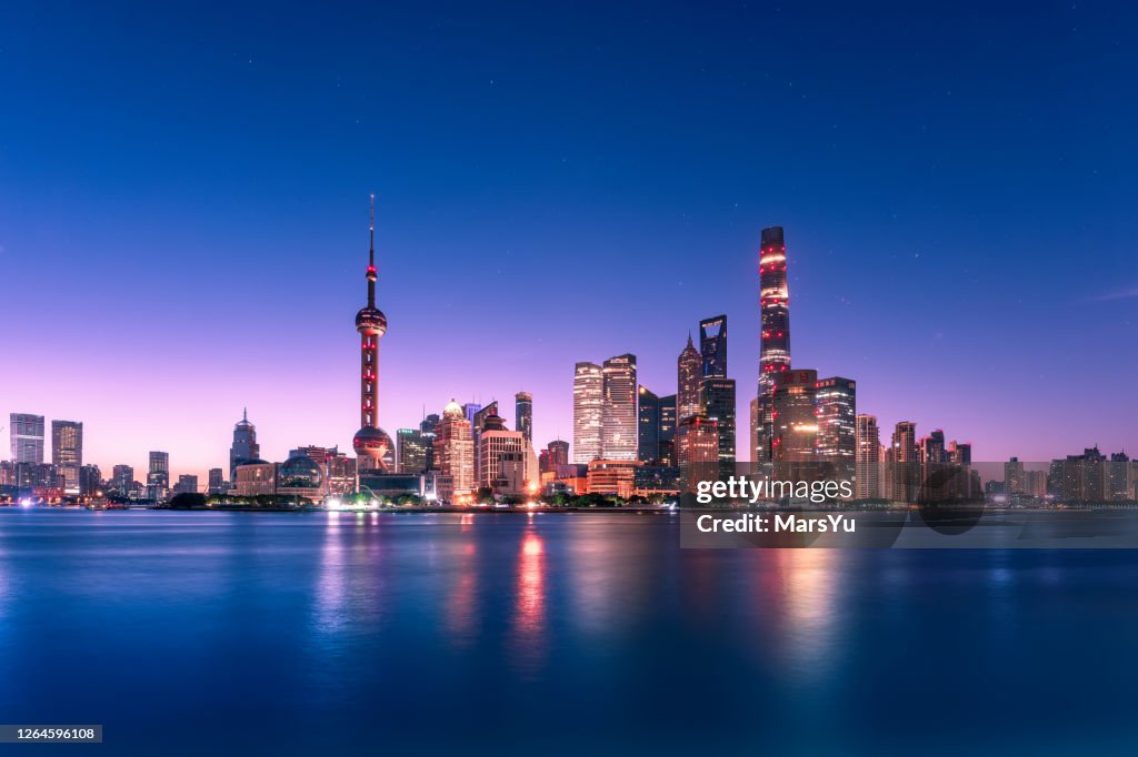 Panoramautsikt skyline i Shanghai