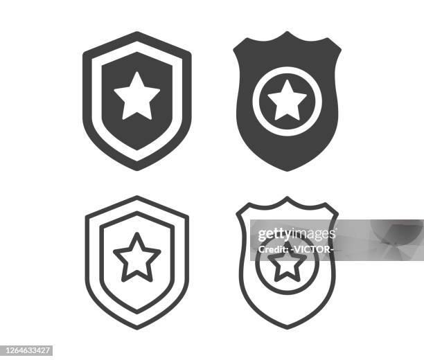 ilustraciones, imágenes clip art, dibujos animados e iconos de stock de insignia de la policía - iconos de la ilustración - cuerpo de policía