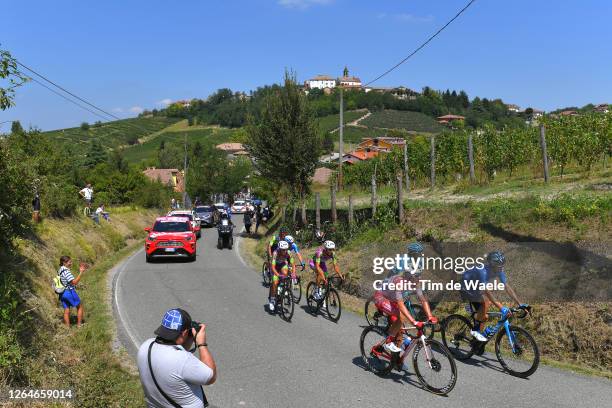 Mattia Bais of Italy and Team Androni Giocattoli - Sidermec / Hector Carretero of Spain and Movistar Team / Manuele Boaro of Italy and Astana Pro...