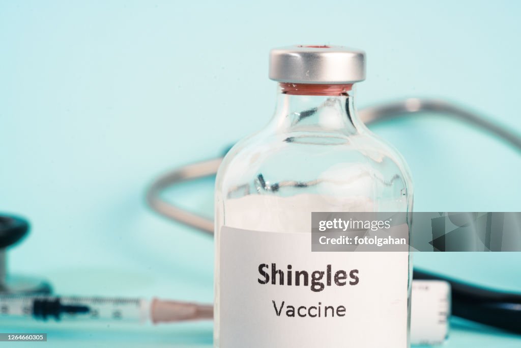 Shingles Vaccine Syringe stock photo
