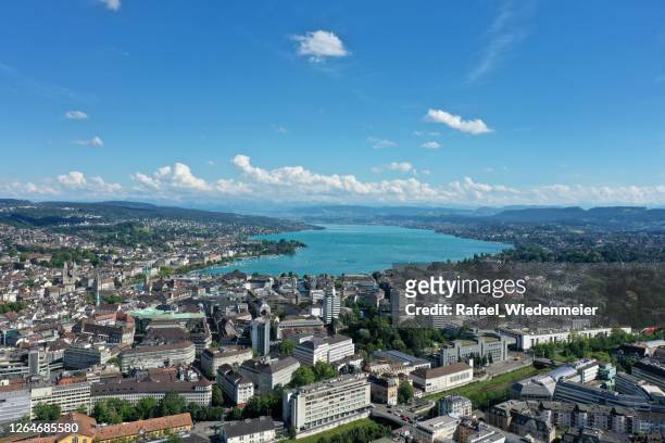 zurich skyline with lake zurich - lake zurich stock pictures, royalty-free photos & images